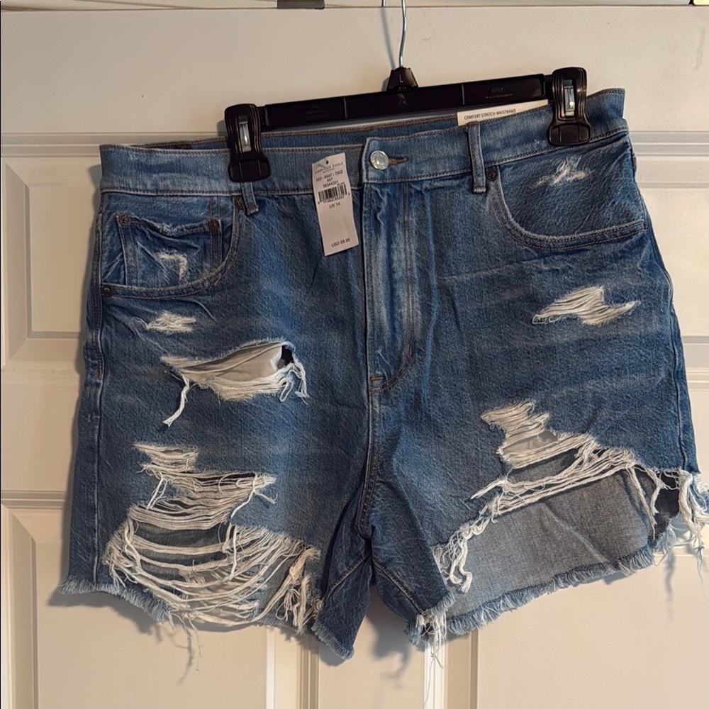 Distressed High Rise 90s Denim Shorts